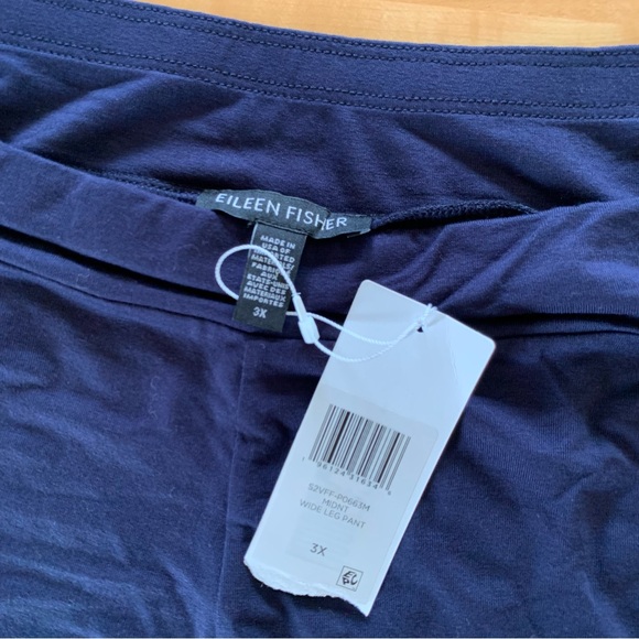 Eileen Fisher Pants Wide Leg Ankle Viscose Blue Jersey Pull On NEW Plus Size 3x - Picture 5 of 7
